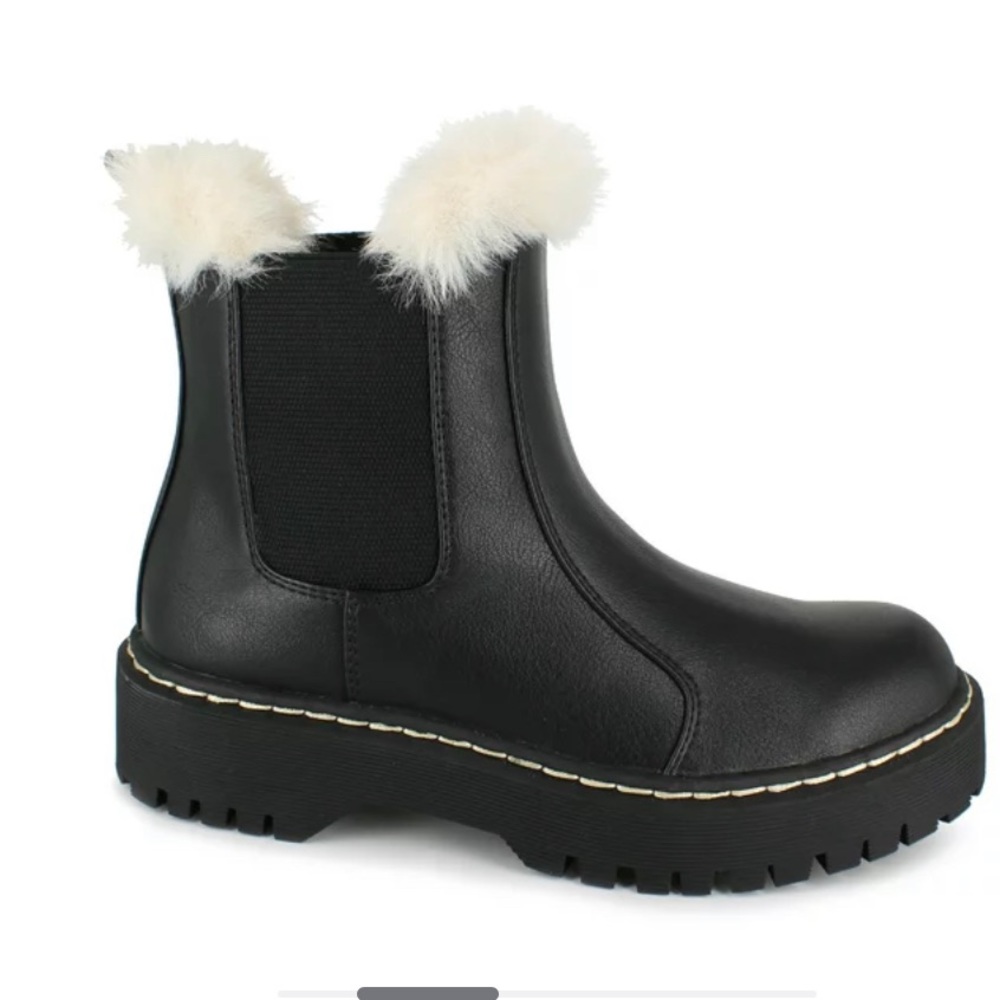 Women's Fur Trim Chelsea Boots